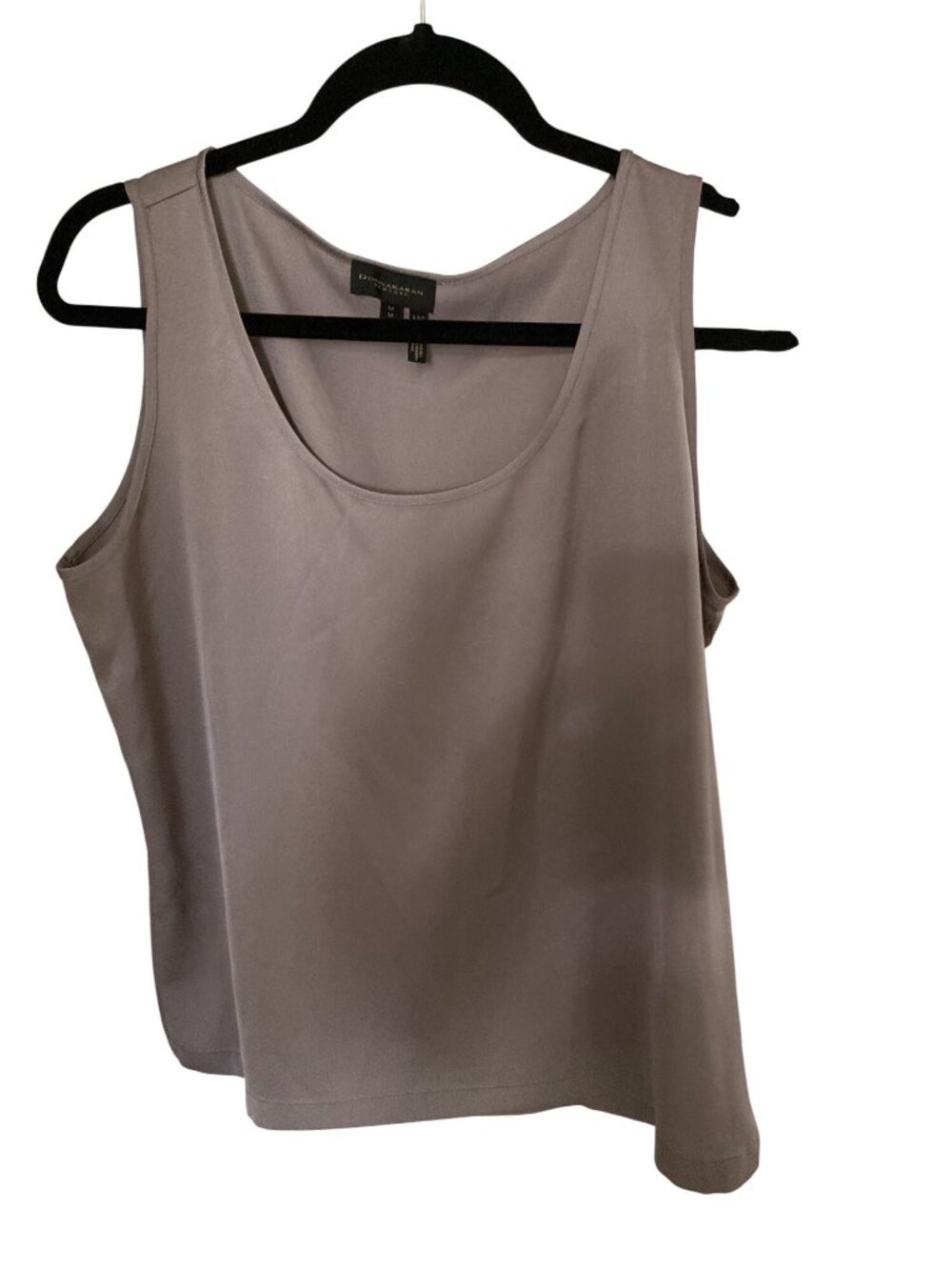 DONNA KARAN NEW YORK WOMENS SCOOP-NECK SATIN CAMIS LIMESTONE M NWT